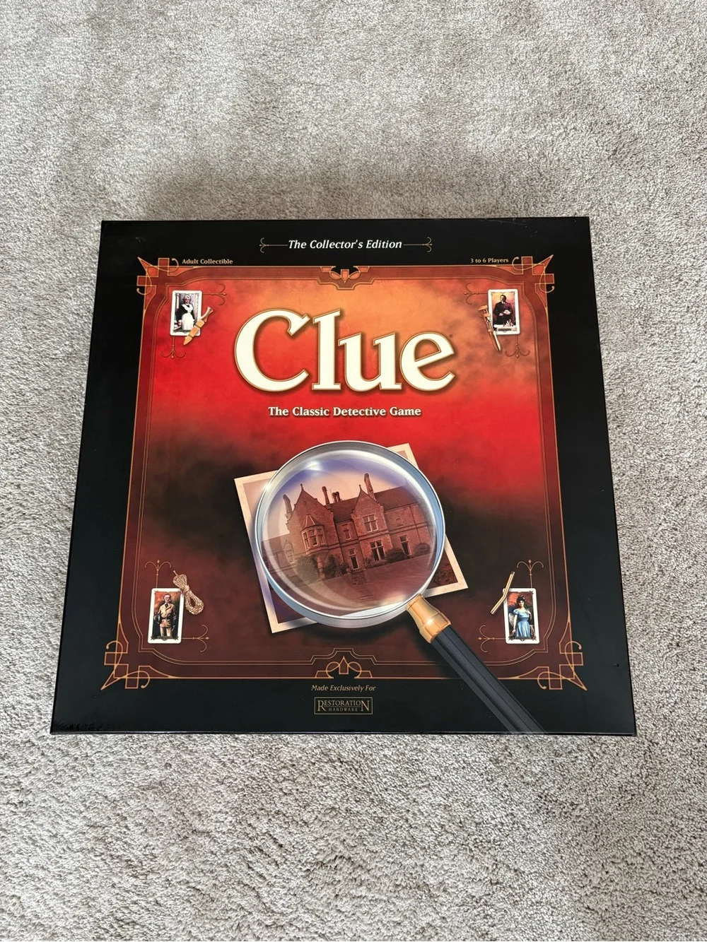 Clue Collector’s Edition Restoration Hardware Hasbro 3D Wood Board Game 2007 NIB